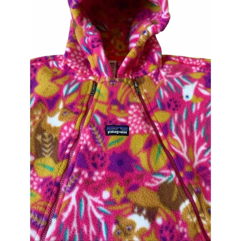 Patagonia Infant Synchilla Fleece Bunting Pink Foxes Birds 12 months‎